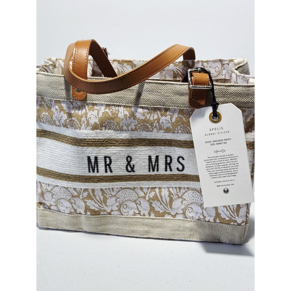 Apolis Global Citizen Bangladesh Project Market Bag Burlap Mr. & Mrs. NEW